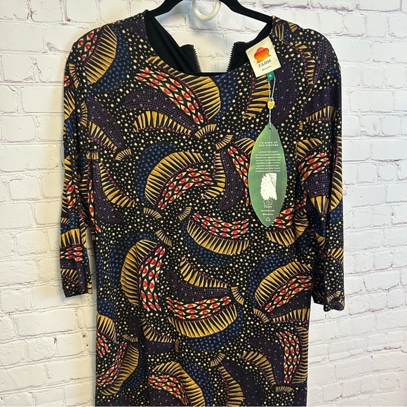 Farm Rio New Black Wild Bananas Jersey Stretch Dress size XL coastal chic - Picture 13 of 13